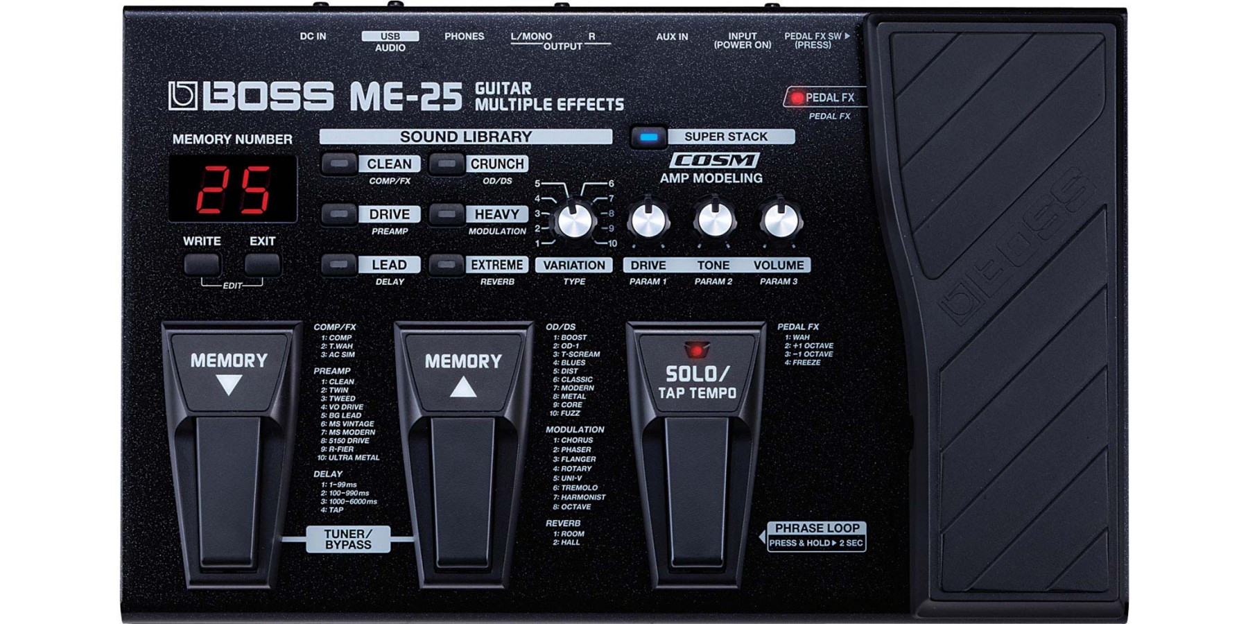 BOSS ME25 Guitar MultiEffects Pedal Guitar.co.uk
