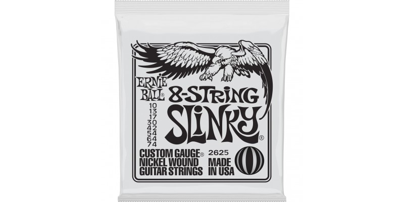 2625 Ernie Ball 8 String Slinky Nickel Wound 10-74 Guitar Strings