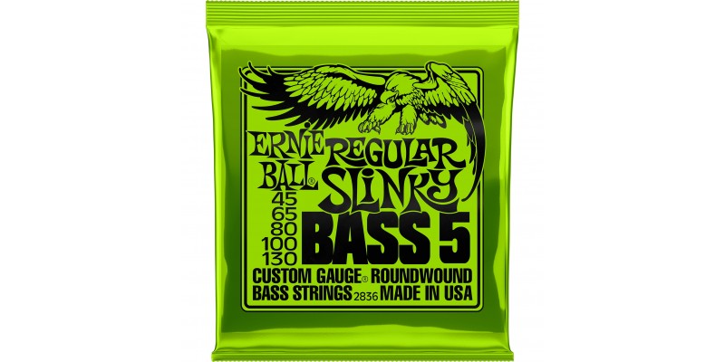 2836 Ernie Ball Regular Slinky 5 String Bass Nickel Wound 45-130