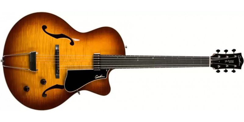 Godin 5th Avenue Jazz Sunburst Flame HG Archtop Guitar