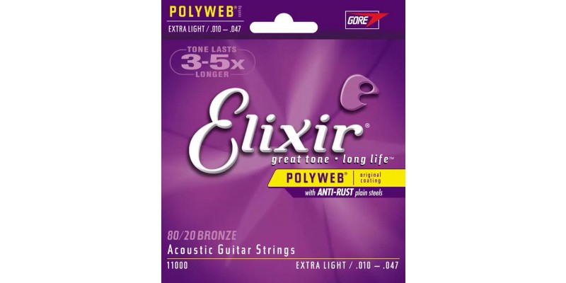 Elixir Acoustic 80/20 Bronze with POLYWEB Coating 10-47