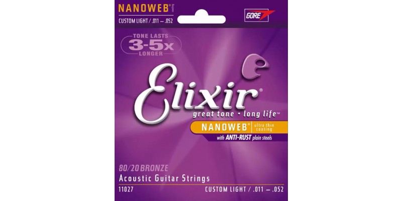 Elixir Acoustic 80/20 Bronze with NANOWEB Coating 11-52