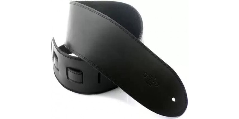 DSL SGE35-15-1 Leather 3.5 Inch Black with Black Stitching Guitar Strap