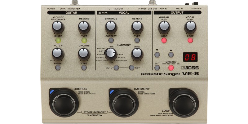 BOSS VE-8 Acoustic Singer Effects Pedal