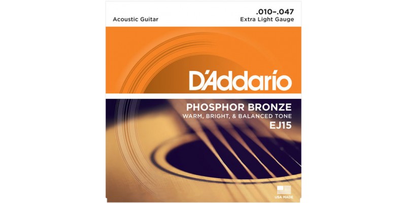 D'Addario EJ15 Phosphor Bronze Extra Light Acoustic Guitar Strings 10-47