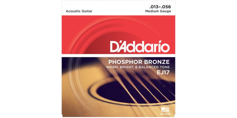 D'Addario EJ17 Phosphor Bronze Medium Acoustic Guitar Strings 13-56