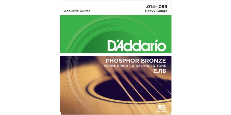 D'Addario EJ18 Phosphor Bronze Heavy Acoustic Guitar Strings 14-59