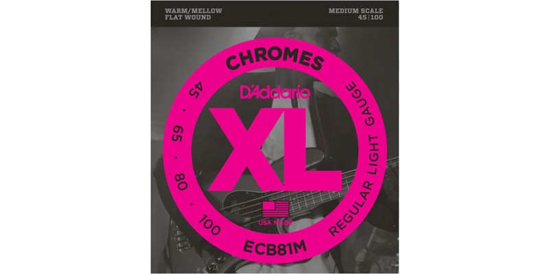 D'Addario ECB81M Chromes Medium Scale Flatwound Bass Strings Light