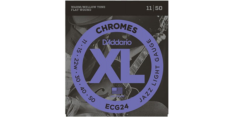 D'Addario ECG24 Chromes Flatwound Guitar Strings Jazz Light 11-50