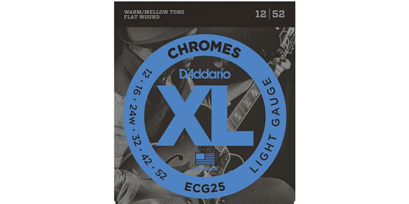 D'Addario ECG25 Chromes Flatwound Guitar Strings Light 12-52