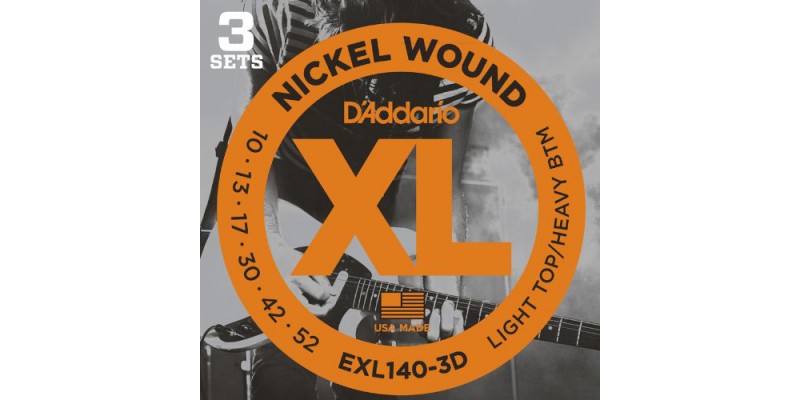 D'Addario EXL140-3D Nickel Wound 10-52 3 Pack