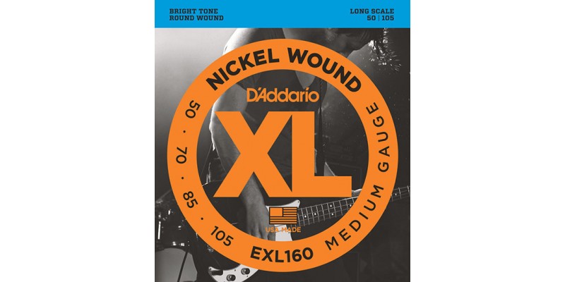 D'Addario EXL160 Nickel Wound Bass, Medium, 50-105, Long Scale