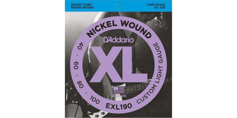 D'Addario EXL190 Nickel Wound Bass, Custom Light, 40-100, Long Scale