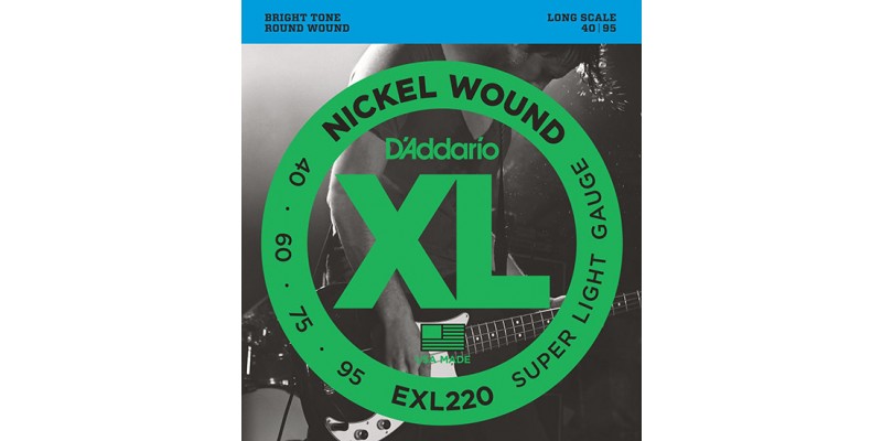 D'Addario EXL220 Nickel Wound Bass, Super Light, 40-95, Long Scale