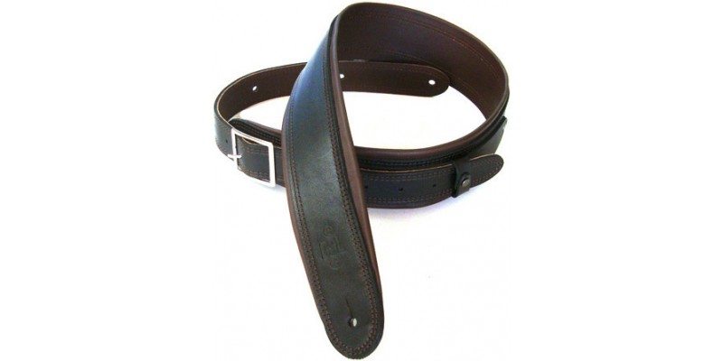 DSL GEB25-15-2 Rolled Edge Buckle Guitar Strap Black/Brown