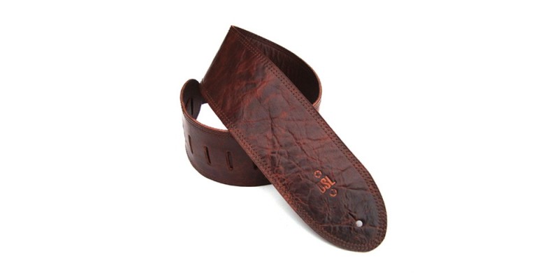 DSL GMD35-Brown Distressed Brown Leather Guitar Strap 3.5”