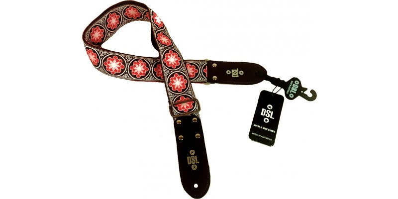 DSL JAC20 Flower Red Jacquard Guitar Strap