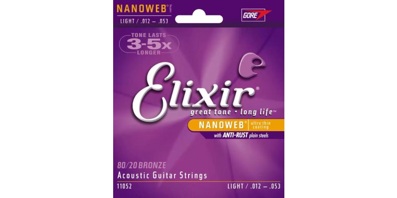 Elixir Acoustic 80/20 Bronze with NANOWEB Coating 12-53