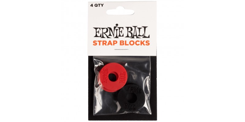 Ernie Ball Strap Blocks 4 Pack Red and Black Front