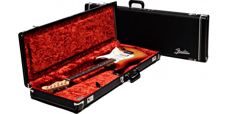 Fender Deluxe Strat/Tele Electric Guitar Case Black, Orange Plush Interior