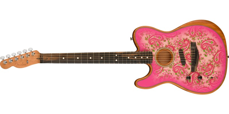 Pink left outlet handed electric guitar