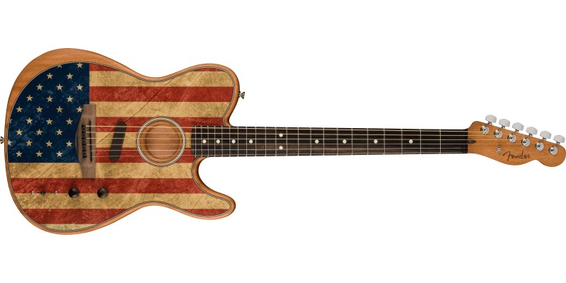 Fender American Acoustasonic Telecaster American Flag Front
