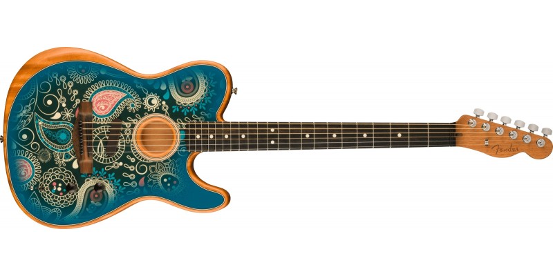 Fender American Acoustasonic Telecaster Ebony Fingerboard Blue Paisley Front