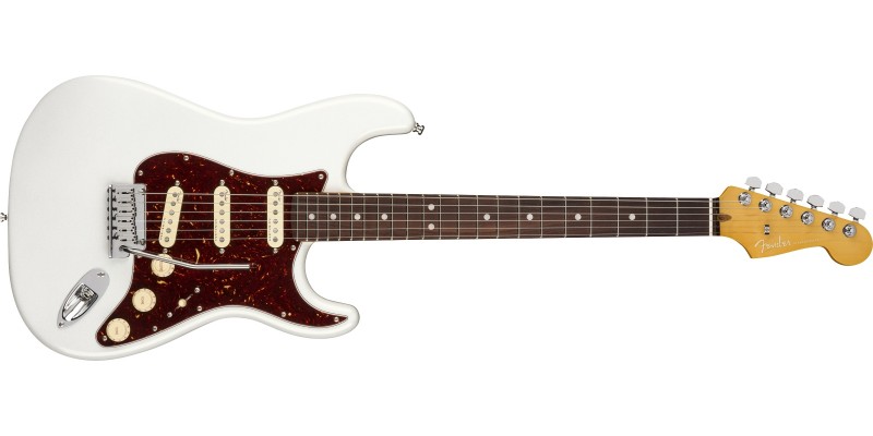 Fender American Ultra Stratocaster Arctic Pearl Rosewood Front