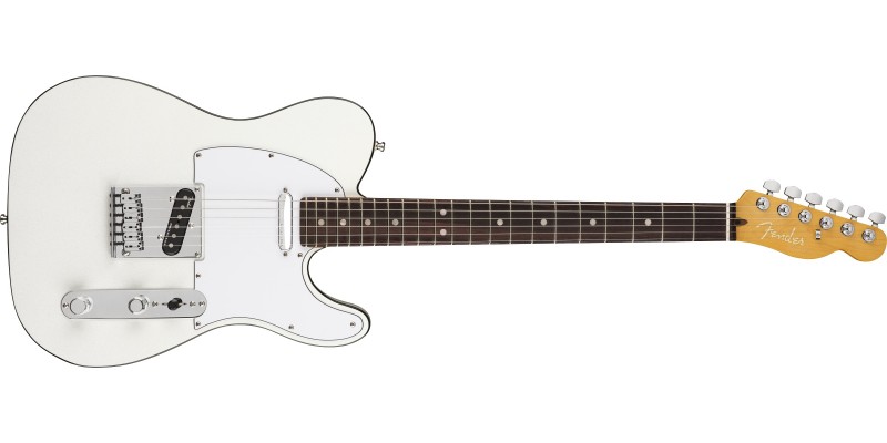 Fender American Ultra Telecaster Arctic Pearl Rosewood Front