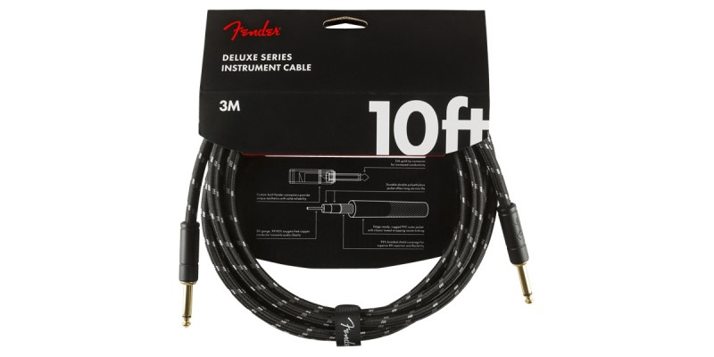 Fender Deluxe Series Instrument Cable Straight Straight 10 Foot Black Tweed Front