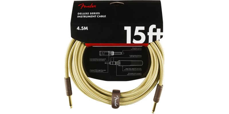 Fender Deluxe Series Instrument Cable 15 Foot Tweed Front