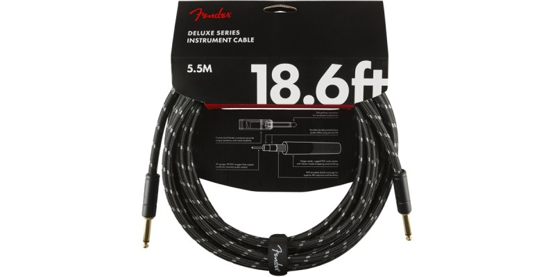 Fender Deluxe Series Instrument Cable 18.6 Foot Black Tweed Front