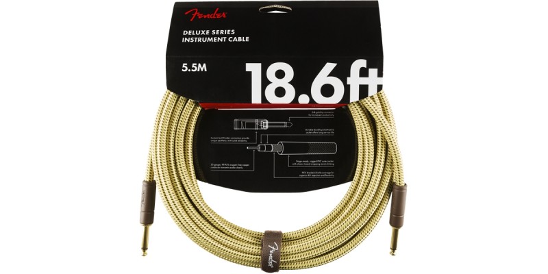 Fender Deluxe Series Instrument Cable 18.6 Foot Tweed Front