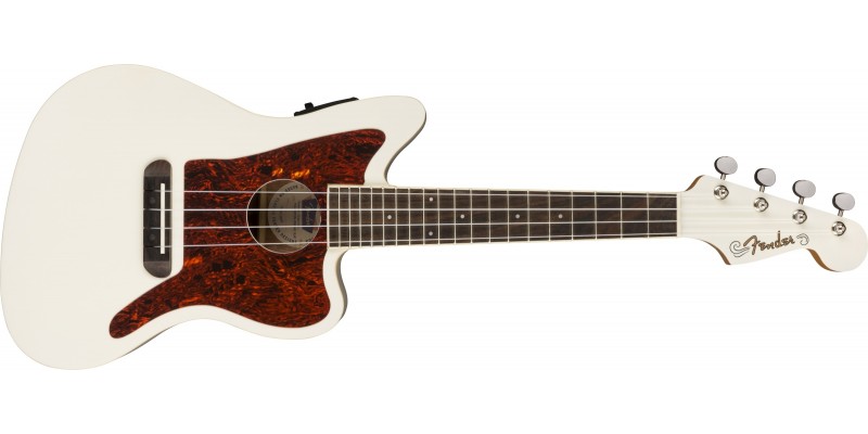 Fender Fullerton Jazzmaster Ukulele Olympic White Front