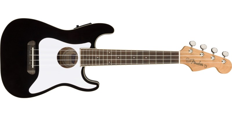 Fender Fullerton Strat Ukulele Black Front