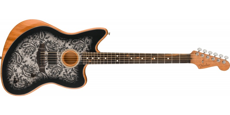 Fender Limited Edition American Acoustasonic Jazzmaster Black Paisley Front