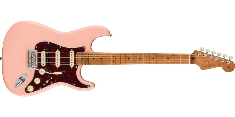Fender Limited Edition Player Stratocaster HSS Roasted Neck Shell Pink Front