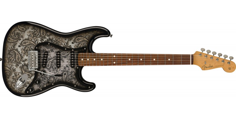 Fender MIJ LTD Black Paisley Stratocaster Front