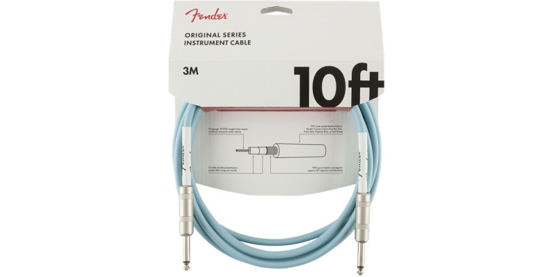 Fender Original Series Instrument Cable 10 Foot Daphne Blue Front