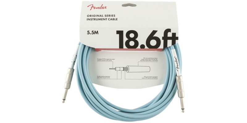 Fender Original Series Instrument Cable 18.6 Foot Daphne Blue Front