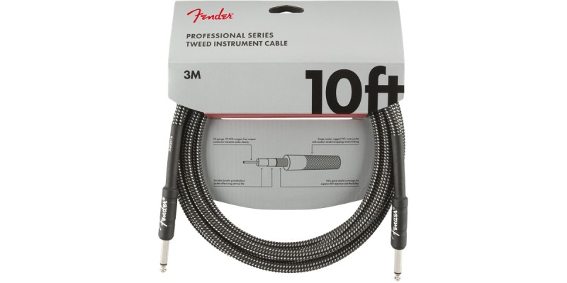 Fender Professional Series Instrument Cable 10 Foot Gray Tweed Front