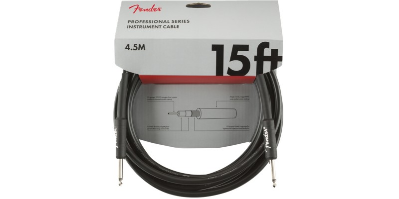 Fender Professional Series Instrument Cable Straight Straight 15 Foot Black Front