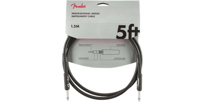 Fender Professional Series Instrument Cable Straight Straight 5 Foot Black Front