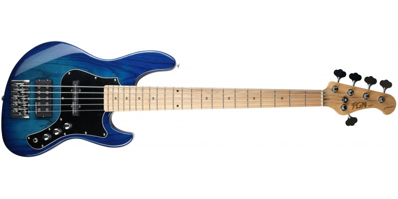 FGN J-Standard Mighty Jazz JMJ5-ASH-M See-Through Blue Burst Front