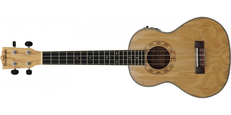 Freshman UKASHTE Left Handed Ash Tenor Ukulele with EQ and Tuner Body