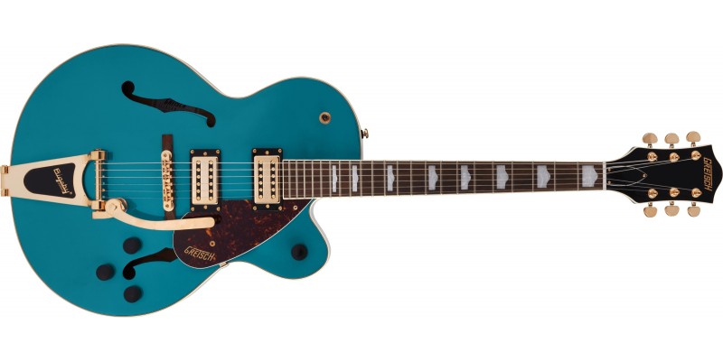 Gretsch G2410TG Streamliner Hollow Body Single-Cut with Bigsby and Gold Hardware Laurel Fingerboard Ocean Turquoise Front