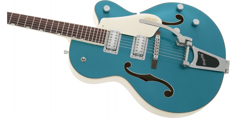 Gretsch G5410T Limited Edition Electromatic Tri-Five Hollow Body Single-Cut  With Bigsby Two-Tone Ocean Turquoise/Vintage White - Guitar.co.uk
