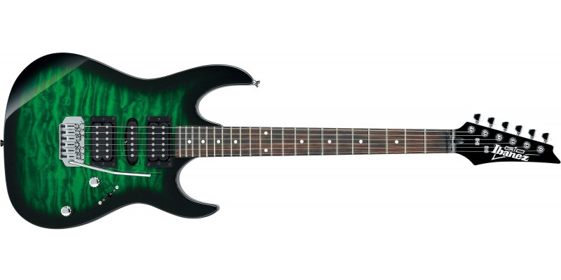 Ibanez GRX70QA-TEB Transparent Emerald Burst Front