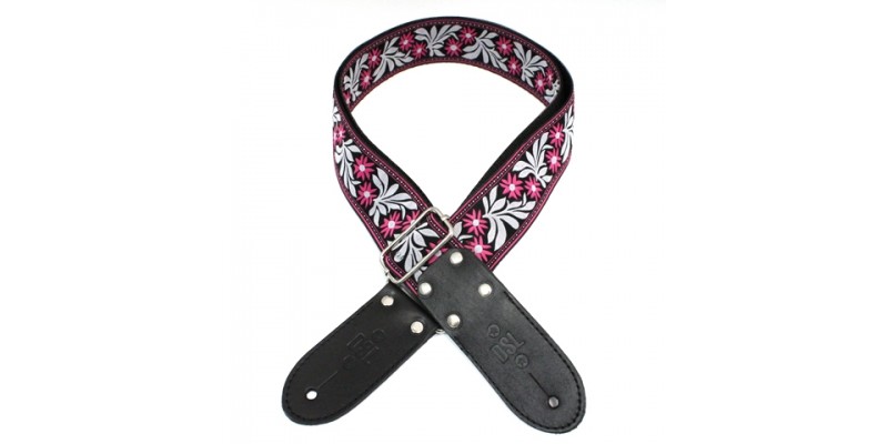 DSL JAC20 Flower Fuschia Jacquard Guitar Strap