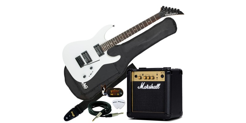 Jackson JS11 Dinky White with Marshall MG10CF Pack